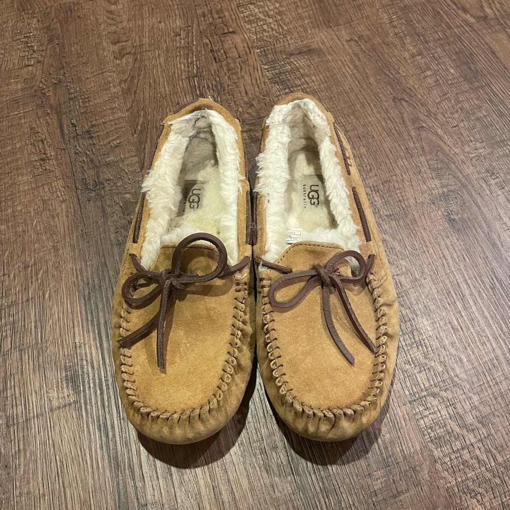 UGG Tan Suede Moccasin Slippers - Picture 2 of 7